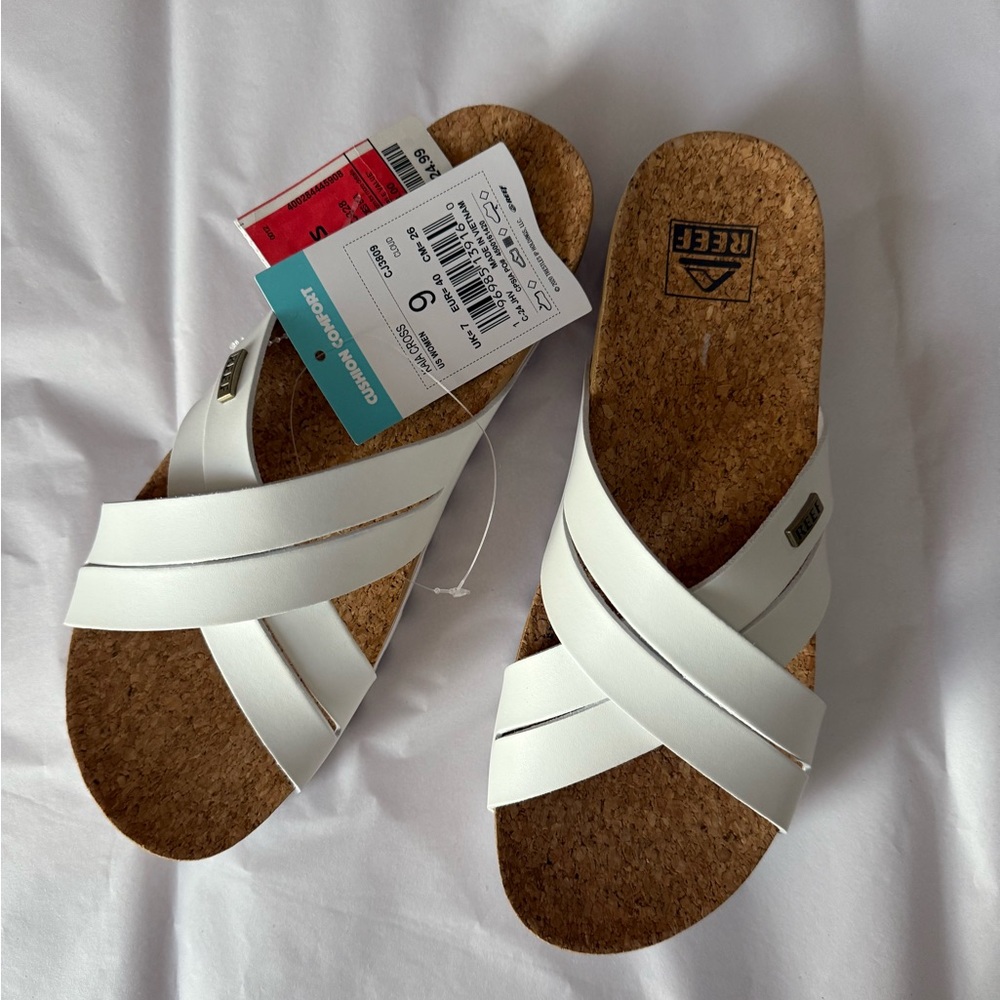 Reef Cloud White Sandals with Cork Footbed